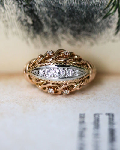 Bague 55 Bague 1950 Cocktail Or Diamants 58 Facettes C2099