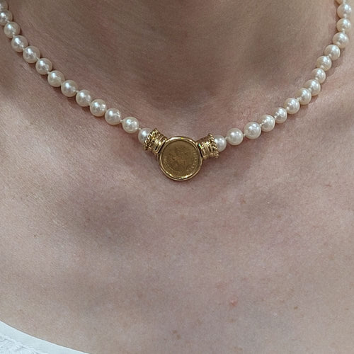 Collier Collier de perles et pièce d'or mexicaine 58 Facettes COP1