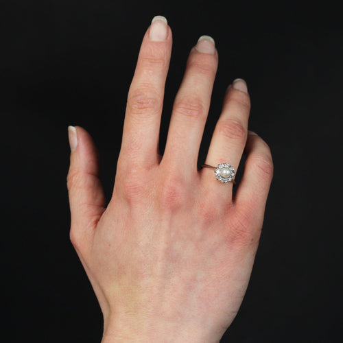 Bague 57 Bague marguerite perle et diamants 58 Facettes 24-012