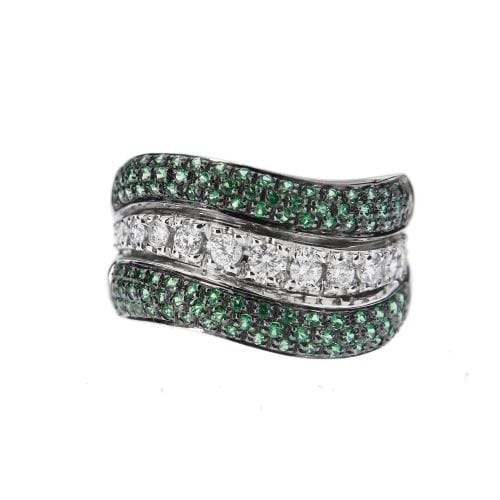 Bague 57 Bague avec émeraudes et diamants 58 Facettes 38594