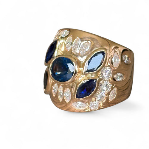 Bague 55 Bague saphirs et diamants en or rose 18 carats 58 Facettes 265