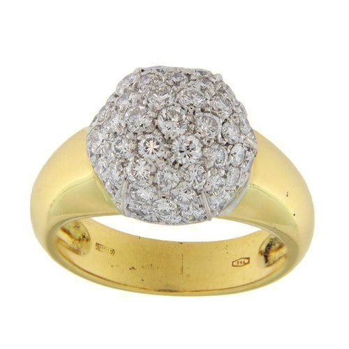 Bague 56 Bague bombée en or jaune et blanc avec pavé de diamants 58 Facettes G3729