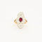 Bague 52.5 Bague Style Art Deco en or jaune, platine, diamants et centre Rubis 58 Facettes