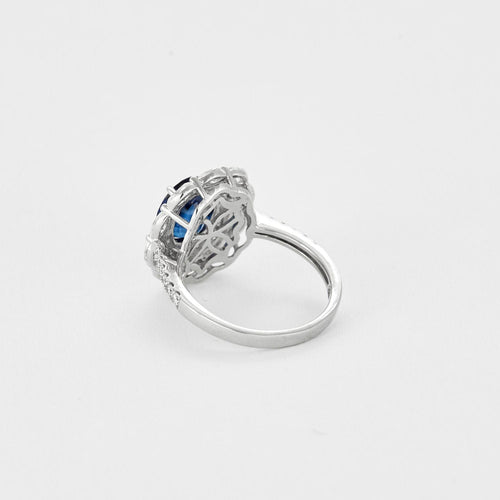 Bague 54 Bague Marguerite Or blanc, Saphir et Diamants 58 Facettes