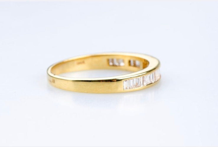 Bague 56 Bague demi-alliance en or jaune – Diamants baguette sertis rail 58 Facettes BG11189476-107