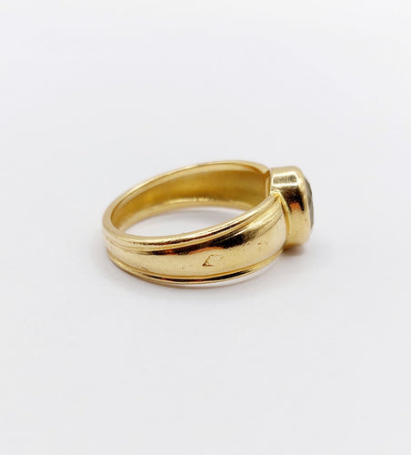 Bague 49 Bague jonc vintage or jaune 18k aigue marine de 0,70 carats 58 Facettes A06182