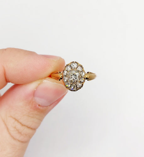 Bague 55 Bague marquise victorienne diamants taillés en roses en or 18k 58 Facettes A06438