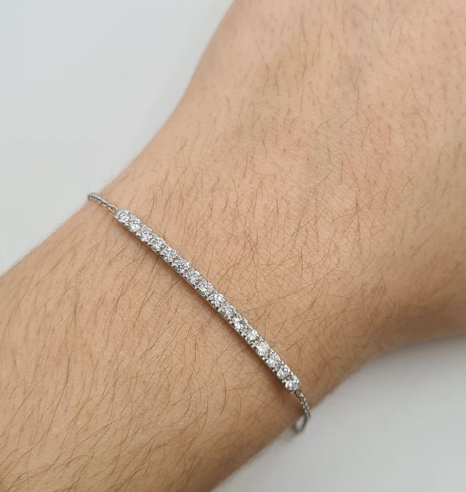 Bracelet Bracelet or blanc serti d’une barrette de diamants 58 Facettes