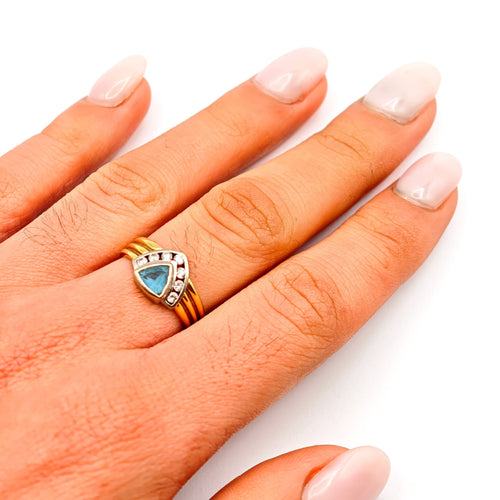 Bague 54 Bague en or jaune, aigue-marine et diamants 58 Facettes 21015649