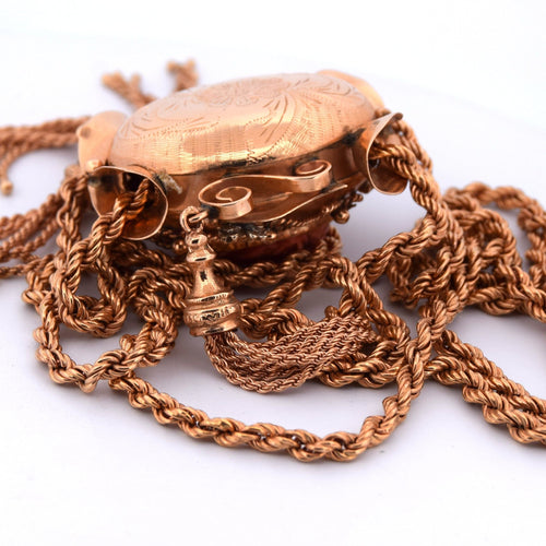 Collier Collier ancien avec camée corail en or 14k et diamants 58 Facettes CL115