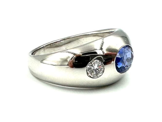 Bague BVLGARI. Bague vintage or blanc, saphir et diamants 58 Facettes