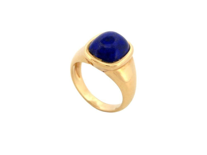 Bague 53 vintage bague HERMES cabochon lapis lazuli en or jaune 18k t 53 ecrin 58 Facettes 267840