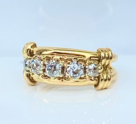 Bague 46 Bague en or jaune et 5 diamants 58 Facettes AB559