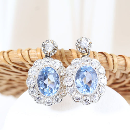 Boucles d'oreilles Boucles d'oreilles vintage ornées de diamants taille brillant et de spinelles 58 Facettes J00003070