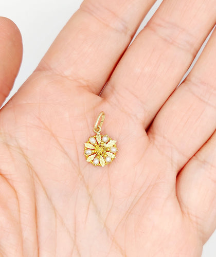 Pendentif Pendentif fleur antique en or 18k et perles (circa 1900) 58 Facettes A06540