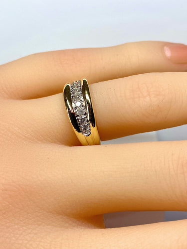 Bague 51 Bague jonc en or jaune 18 carats sertie de 9 diamants 58 Facettes AB565