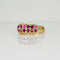 Bague Bague en or jaune ornée de rubis et de diamants à facettes carrées 58 Facettes 2511004
