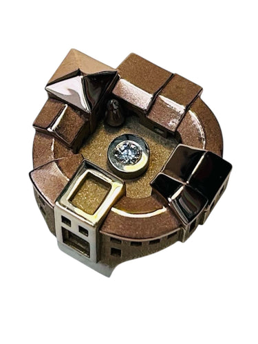 Bague 54 Philippe TOURNAIRE - Bague or jaune collection Architecture, modèle Village fortifié 58 Facettes 123577.4