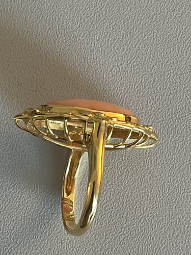 Bague 53.5 Bague Or Jaune Corail Diamants 58 Facettes LOT 6096