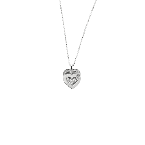 DINH VAN - Double Coeurs - pendentif or blanc et diamants