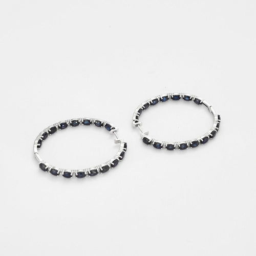 Boucles d'oreilles Boucles d'oreilles créoles saphirs et diamants 58 Facettes 1339