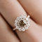 Bague 51 GEMMYO - Bague marguerite or rose, diamant Chocolat et diamants incolores 58 Facettes GYO.1722/2