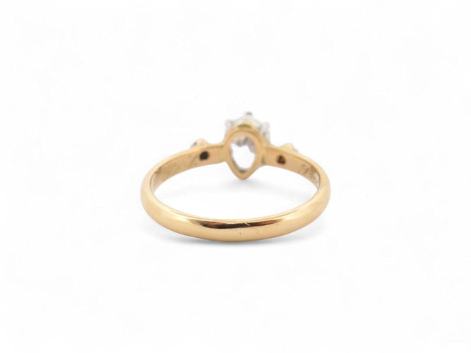 Bague 52 vintage bague solitaire diamant poire 0.79ct t52 brillants en or jaune 18k 58 Facettes 270505