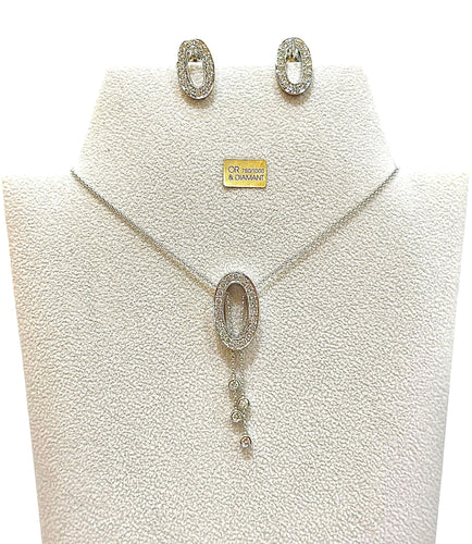 Boucles d'oreilles Parure collier et boucles d’oreilles or blanc et diamants 58 Facettes