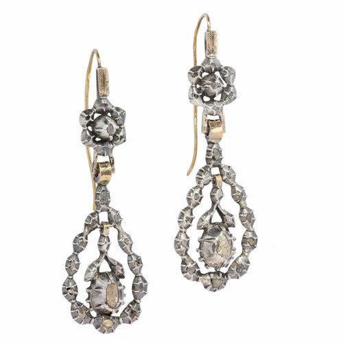 Boucles d'oreilles Boucles d'oreilles victoriennes élégantes et longues avec diamants taille rose 58 Facettes 24240-0376