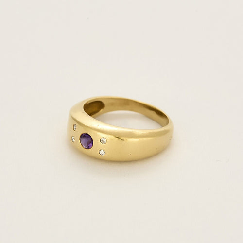 Bague 55 Bague jonc en or jaune, améthyste et diamants 58 Facettes MAN1676