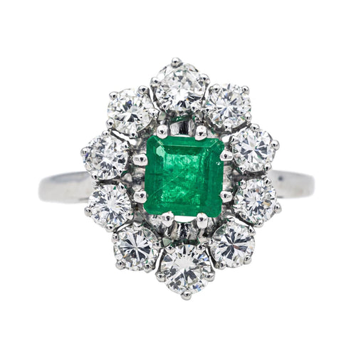 Bague 54 Bague  Pompadour  Or blanc Emeraude, Diamant 58 Facettes 3747899CN