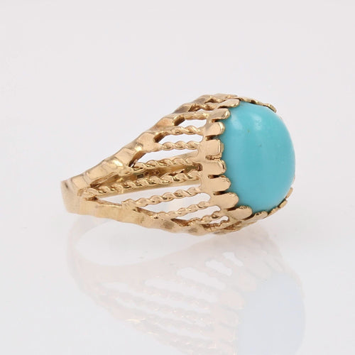 Bague 51 Bague or dôme torsadé pierre turquoise 58 Facettes CV140