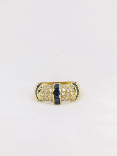 Bague 54 Bague jonc vintage or diamants saphirs calibrés 58 Facettes J178