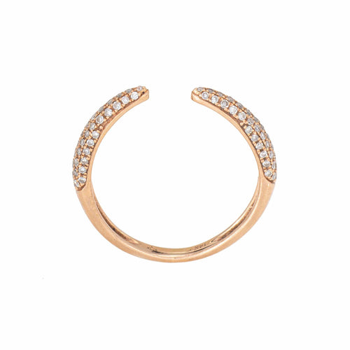 Bague Bague griffe ouverte pavée en or rose 14k et diamants 58 Facettes G14197