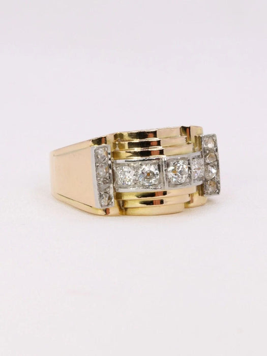 Bague 60 Bague tank or jaune diamants 58 Facettes J374