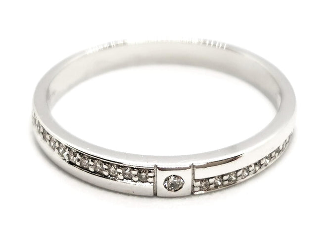 54 Bague Demi alliance Or blanc Diamant 58 Facettes 1650248CN