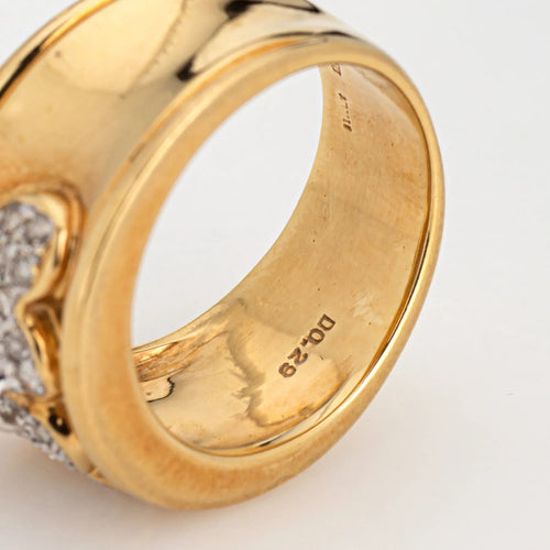 Bague Bague Double Coeur Diamant Vintage Or Jaune 58 Facettes