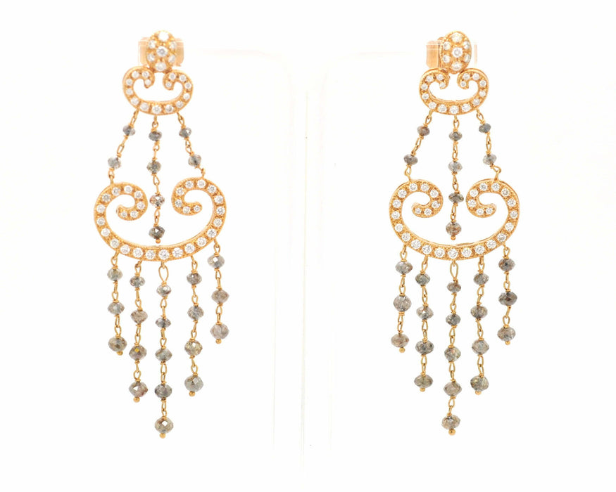 Boucles d'oreilles diamants noirs et blancs 58 Facettes