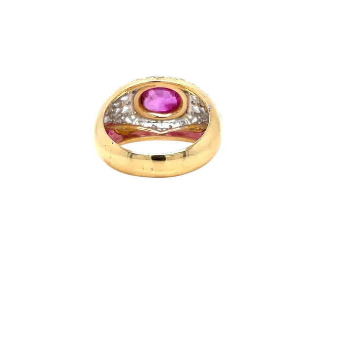 Bague 55 Vintage Cerified Burma Ruby No Heat Diamond Filigree Gold Ring 58 Facettes