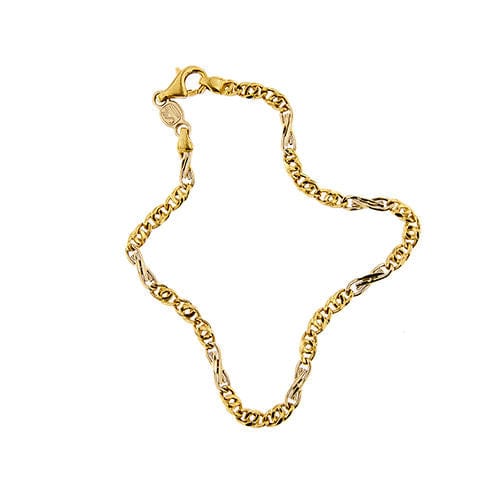 Bracelet homme en deux ors, maille oeil d'oiseau