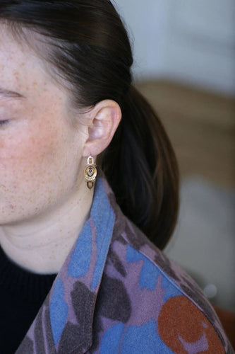 Boucles d'oreilles Boucles d'oreilles poissardes coeur et fleur émail sur or rose et jaune 58 Facettes