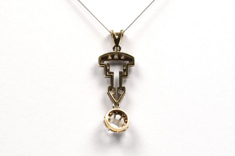 Pendentif Pendentif Art Déco en or jaune et blanc diamants taille rose 58 Facettes B439
