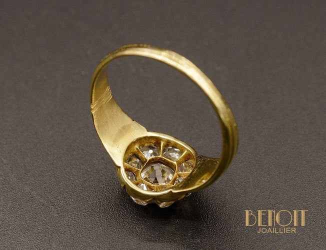 Bague 59 Bague ancienne Marguerite diamants 58 Facettes A10234