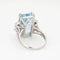 Bague 11ct Elongated Aquamarine Diamond Ring Vintage 14k White Gold Sz 6.25 Jewelry 58 Facettes G13564