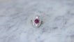 Bague 53 Bague Marquise Art Déco Rubis Birman et Diamants 58 Facettes