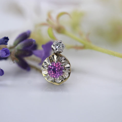 Collier Pendentif ancien saphir rose et sa chaine 58 Facettes 25-134