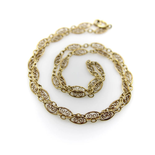 Collier Chaîne vintage en filigrane d'or 14 carats 58 Facettes A20013