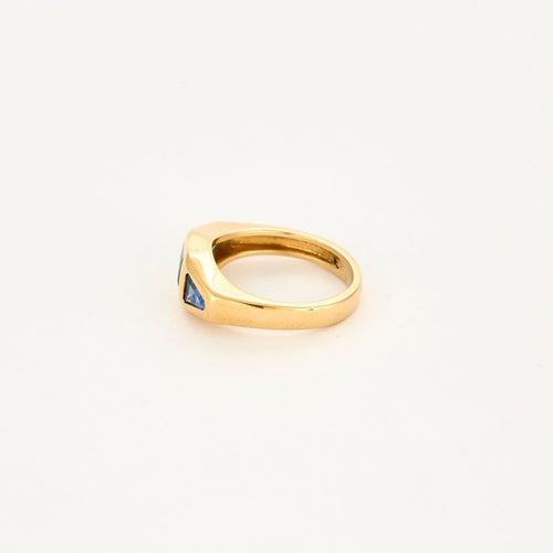 Bague 52 Bague Gypsy or jaune, émeraude, saphirs 58 Facettes 1