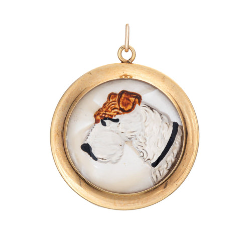 Pendentif Pendentif ancien en cristal d'Essex représentant un renard errant et or jaune 58 Facettes G14196