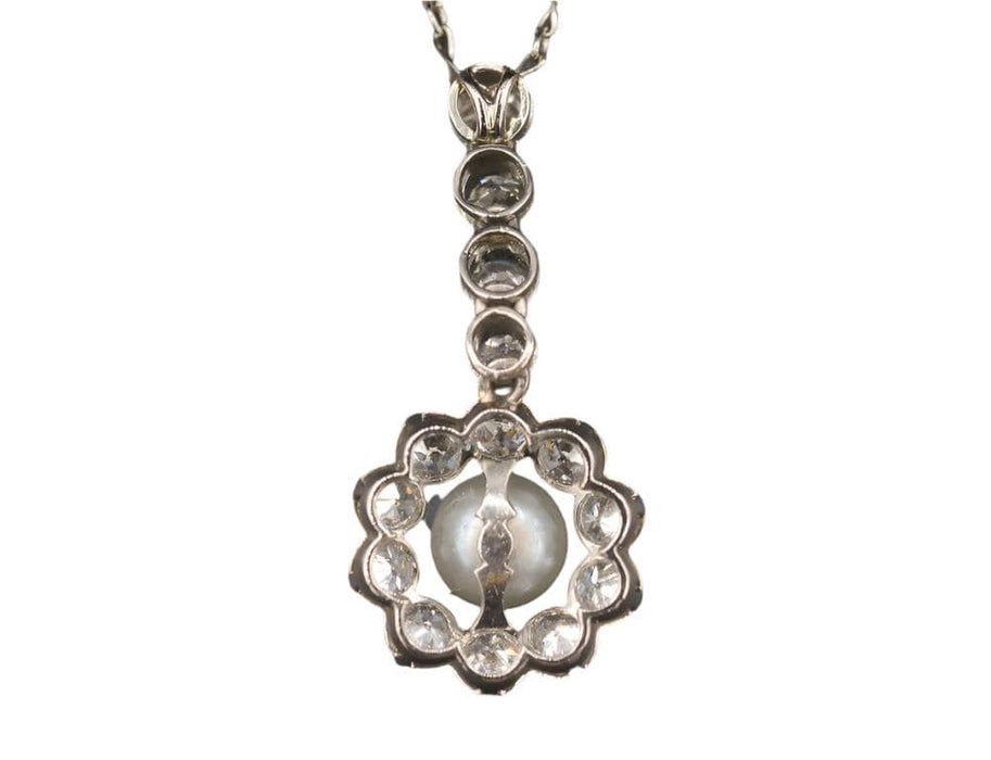 Pendentif Pendentif platine perle diamants 1920 58 Facettes A10548